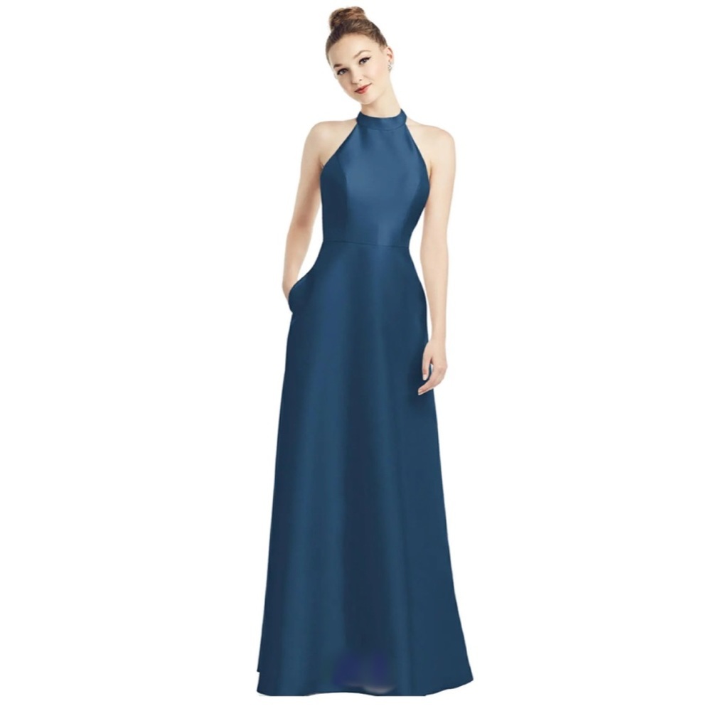 ALFRED Sung High-Neck Cutout Satin Dress with Pockets 🌺IN STORES🌺